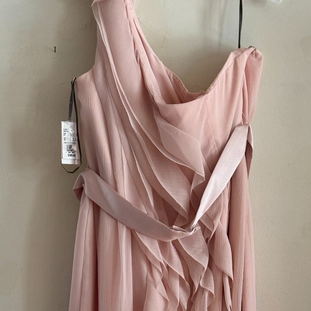 Vera Wang "WHITE" David's Bridal blush one shoulder ruffle maxi dress 2X - Picture 6 of 12